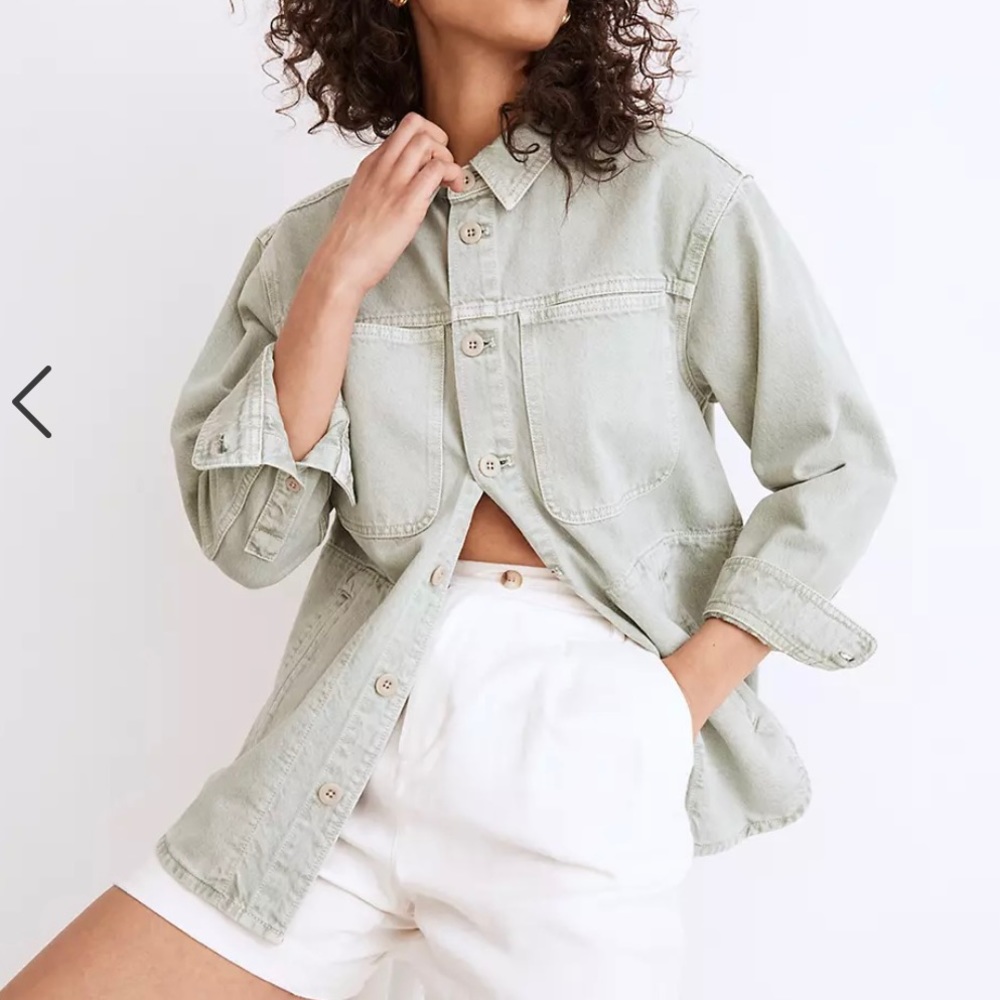 NWT Denim Ames Oversized Shirt Jacket XS Frosted Sage
